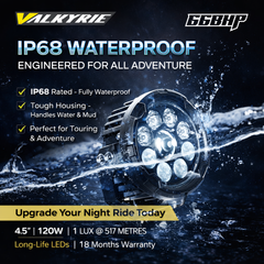 66BHP VALKYRIE 4.5" 120W ULTRA VISION AUXILIARY LIGHT – HIGH/LOW BEAM + AMBER DRL | 13200 LUMENS | IP68 WATERPROOF