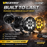 66BHP VALKYRIE 4.5" 120W ULTRA VISION AUXILIARY LIGHT – HIGH/LOW BEAM + AMBER DRL | 13200 LUMENS | IP68 WATERPROOF
