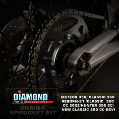 Diamond Chain Sprocket Kit for Meteor 350 New classic 350 BS6 /Reborn 2021`/Hunter350