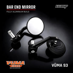 66BHP VUMA S3 Universal Aluminium Bar-End Mirrors
