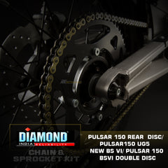 Bajaj Pulsar 150 (R.Disc) / UG5 / BS6 (D.Disc) - Diamond Chain Sprocket Kit (K220)