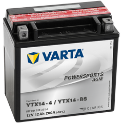 Varta (12 AH) Motorcycle Battery 512 014 010 (YTX14-BS)