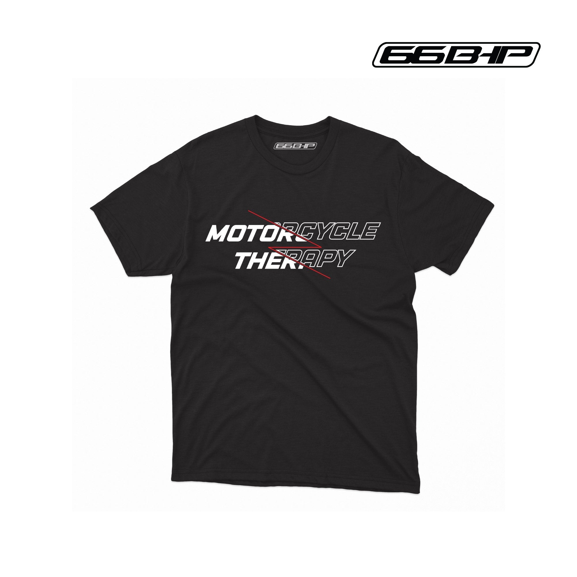 66BHP - Biker T-Shirt Black for Men (Motorcycle Therapy) - LRL Motors