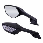 Adjustable Rear View Side Mirror with Turn Signal Led Indicator Motorcycle Side Rearview Mirrors Premium ABS Material Compatible with R15-V3-V4, Kawasaki Ninja Bikes (1Set) - LRL Motors