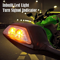 Adjustable Rear View Side Mirror with Turn Signal Led Indicator Motorcycle Side Rearview Mirrors Premium ABS Material Compatible with R15-V3-V4, Kawasaki Ninja Bikes (1Set) - LRL Motors