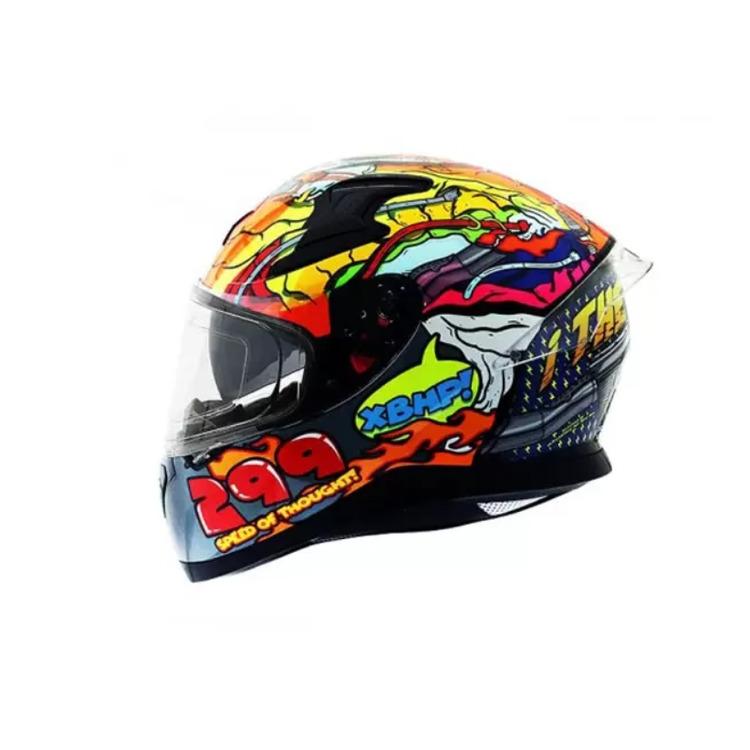 AXOR HELMET APEX XBHP Gloss 299 Fluor Yellow Blue Full Face Helmet - LRL Motors