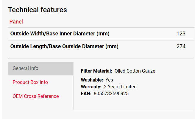 BMC air filter for Renault FB786/20 - LRL Motors
