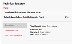BMC air filter for Renault FB786/20 - LRL Motors
