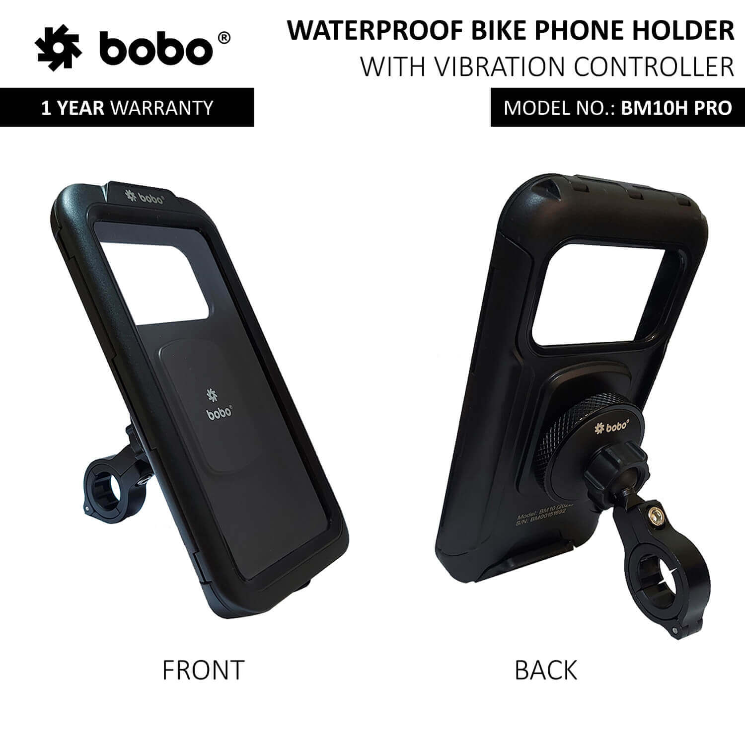 BOBO BM10H PRO Fully Waterproof Bike / Cycle Phone Holder with Vibration Controller Motorcycle Mobile Mount - LRL Motors