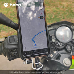 BOBO BM12 Bike Phone Holder (with Fast 15W Wireless Charger & USB-C Input/Output Port) Motorcycle Mobile Mount - LRL Motors