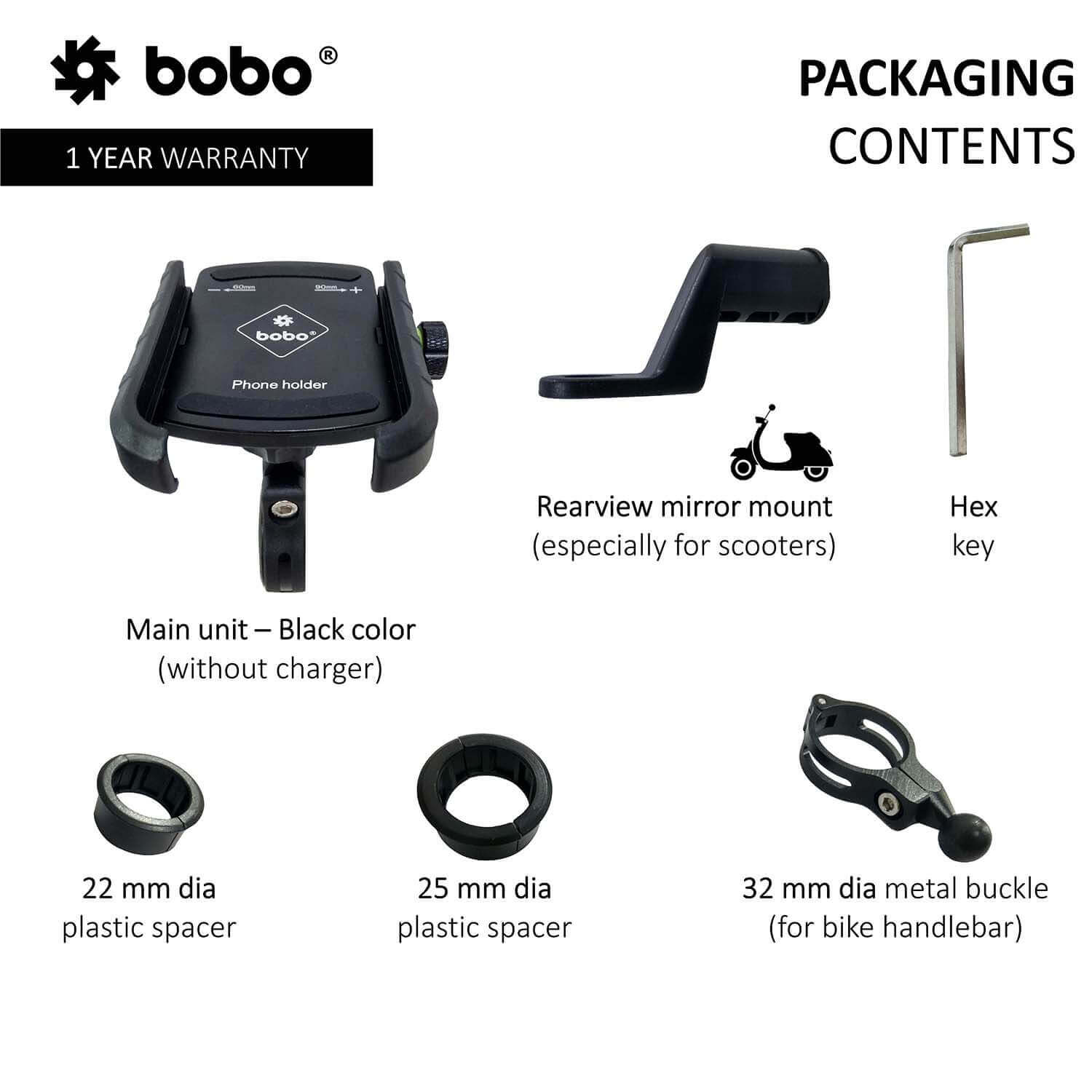 BOBO BM4 Jaw-Grip Bike / Cycle Phone Holder Motorcycle Mobile Mount - LRL Motors