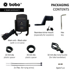 BOBO BM6 Jaw-Grip Bike Phone Holder (with Fast 15W Wireless Charger) Motorcycle Mobile Mount - LRL Motors