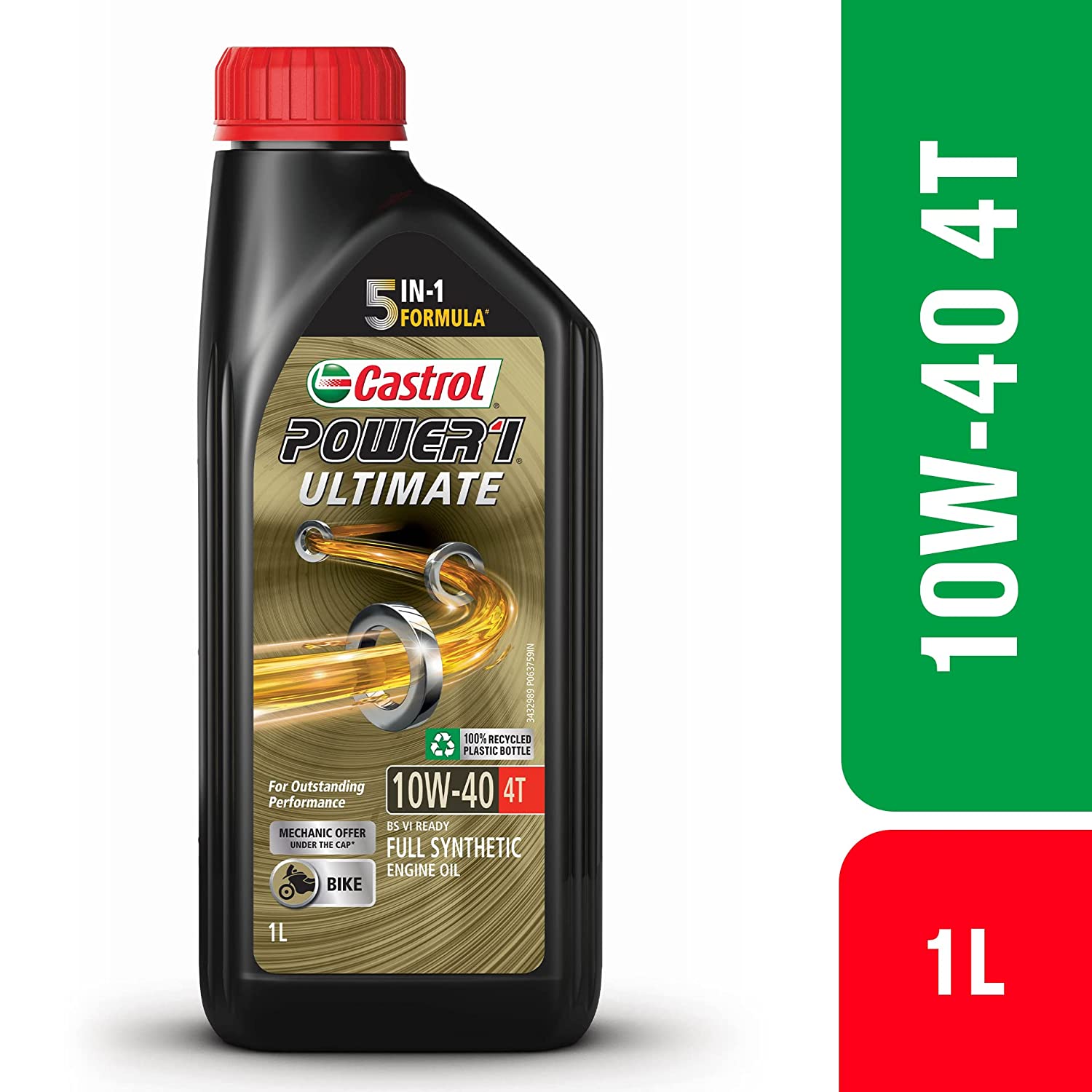 Castrol POWER1 ULTIMATE 10W-40 4T Full Synthetic Engine Oil for Bikes 1L - LRL Motors