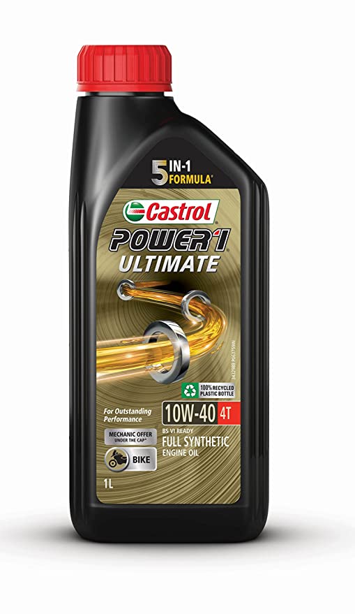 Castrol POWER1 ULTIMATE 10W-40 4T Full Synthetic Engine Oil for Bikes 1L - LRL Motors