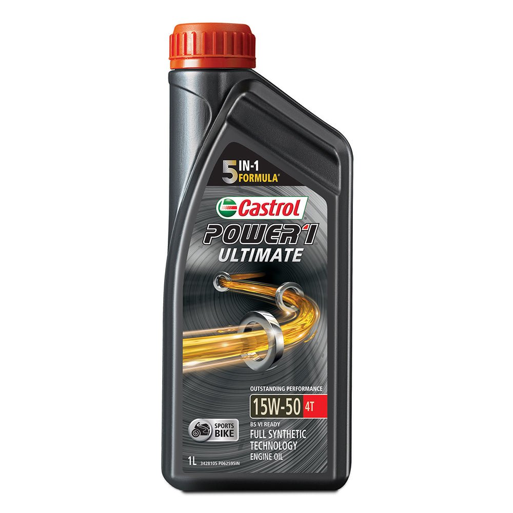 Castrol POWER1 ULTIMATE 15W-50 4T Full Synthetic Engine Oil for Bikes 1L - LRL Motors