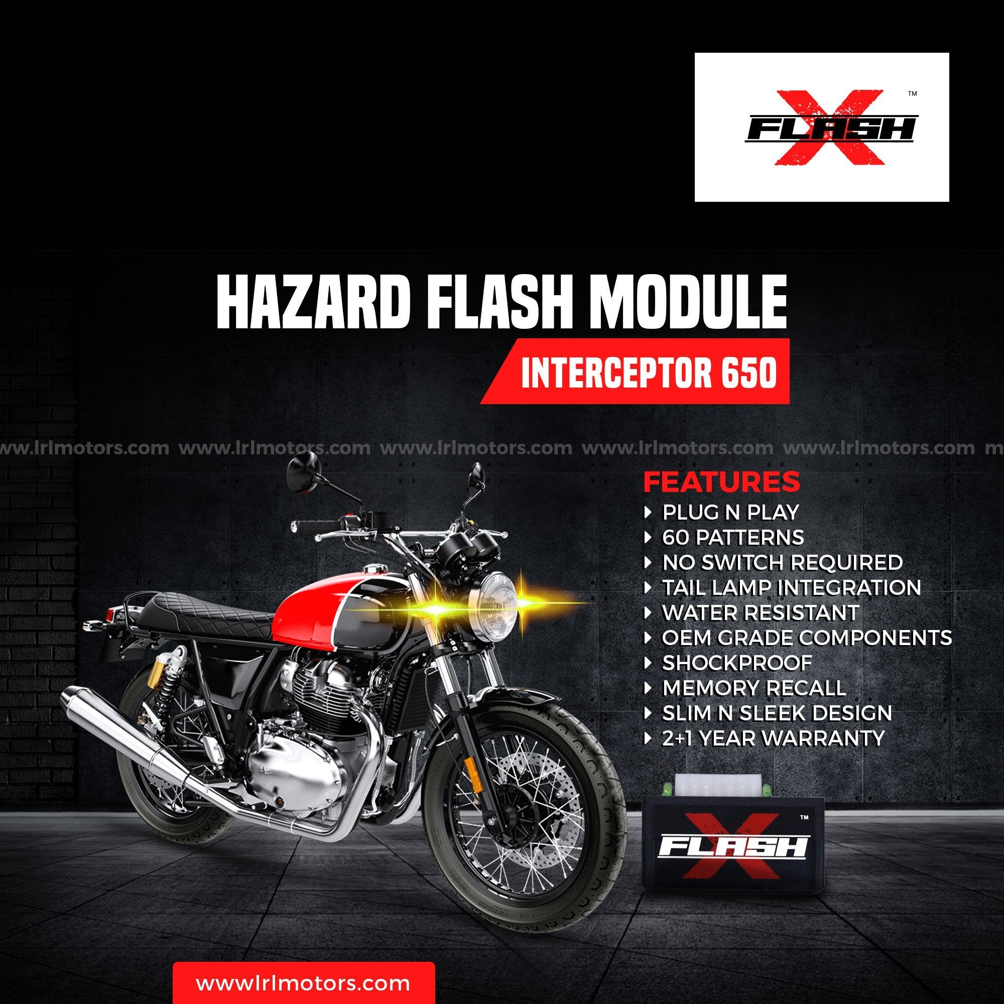FlashX Hazard Flash Module, Blinker/Flasher for royal Enfield interceptor 650 - LRL Motors