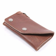 Helstons Motorcycle Accessories Hand Sewn Leather Biker Wallet - Brown - LRL Motors