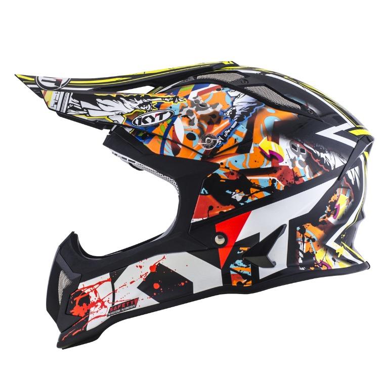 KYT Motocross helmet Strike Eagle New York fiber yellow fluo - LRL Motors