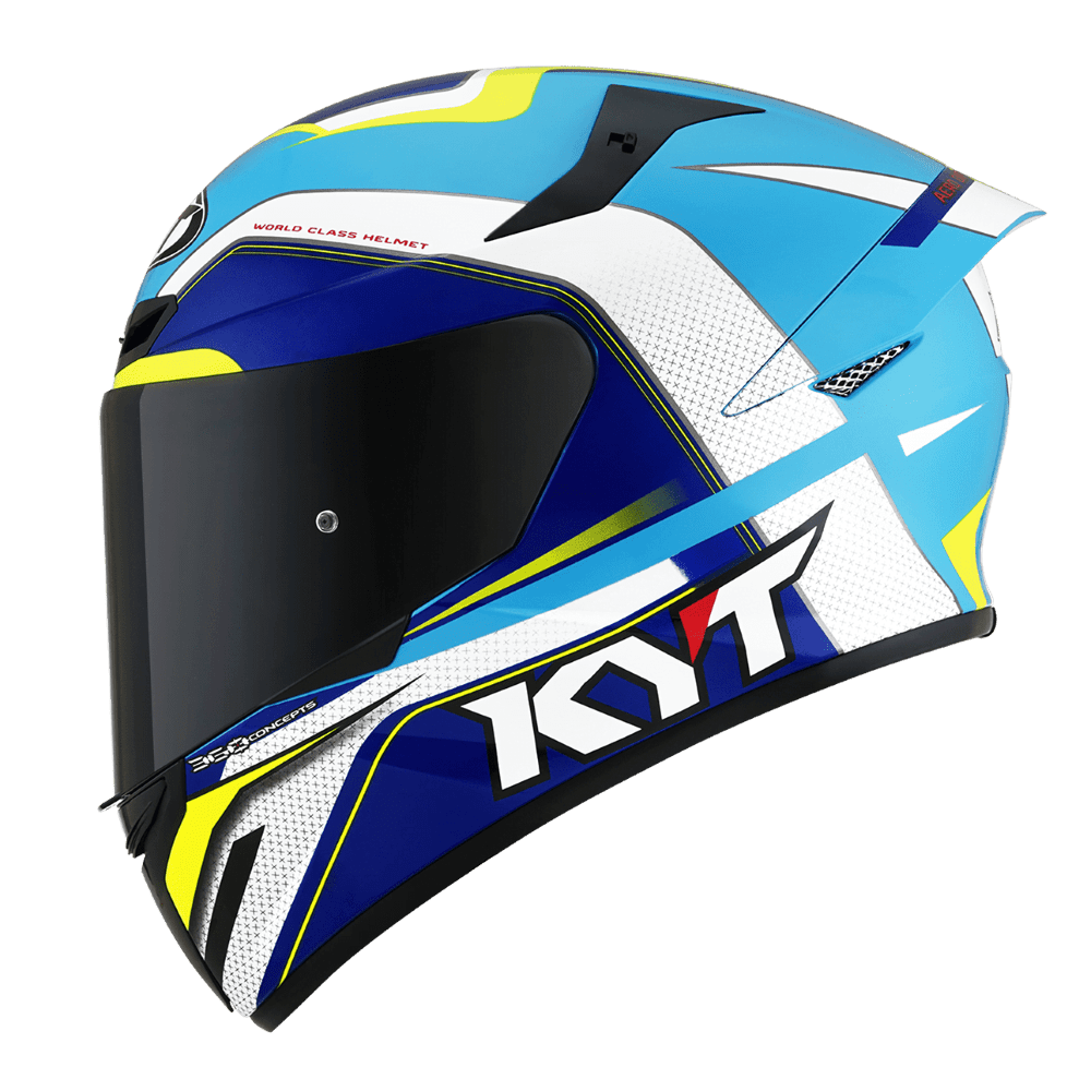 KYT TT Course Grand Prix White/Light Blue - LRL Motors