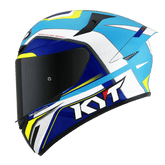 KYT TT Course Grand Prix White/Light Blue - LRL Motors