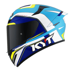 KYT TT Course Grand Prix White/Light Blue - LRL Motors