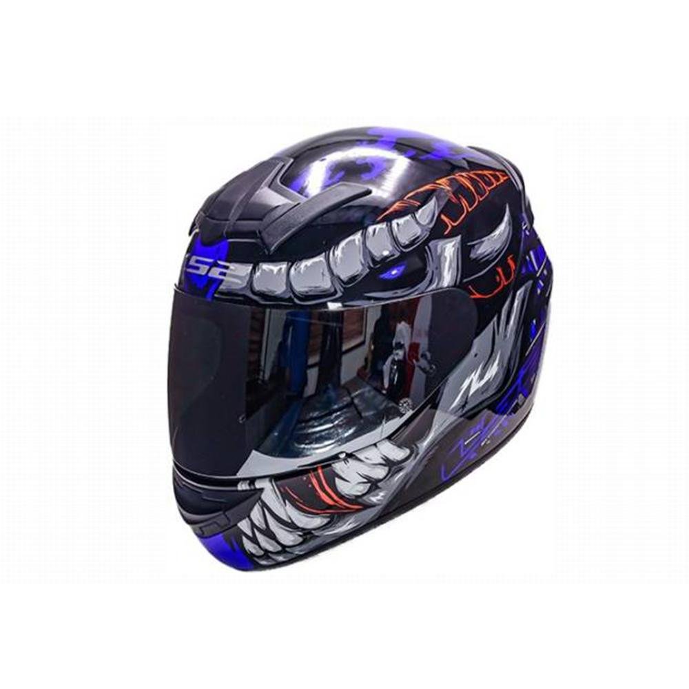 LS2 HELMET - FF352 FLY DEMON MATT BLACK BLUE HELMET - LRL Motors