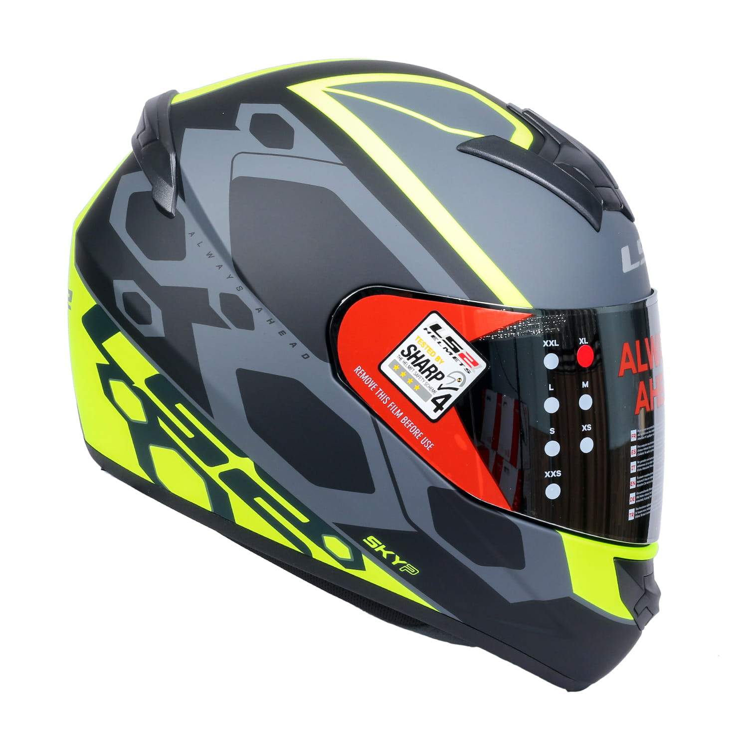LS2 HELMET - FF352 MEIN GLOSS BLACK YELLOW FLUORESCENT HELMET - LRL Motors