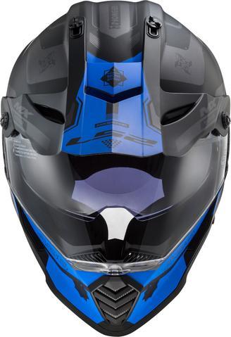 LS2 HELMET - MX436 PIONEER EVO COBRA BLACK GREY BLUE MATT - LRL Motors