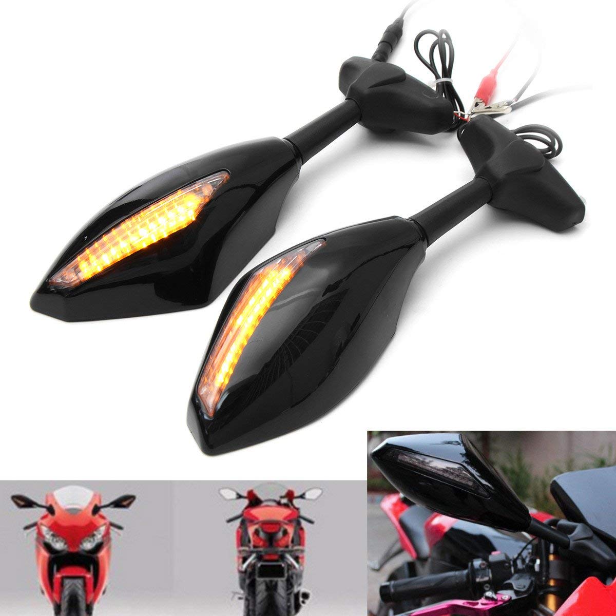 Motorcycle Mirrors with LED Indicator Motorbike - LRL Motors
