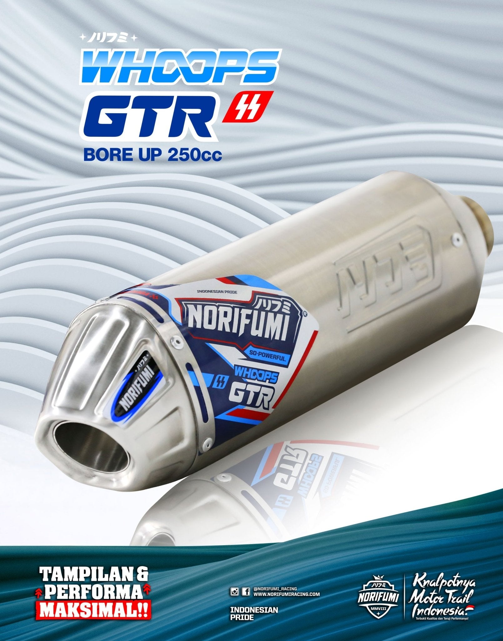 NORIFUMI Whoops GTR Original Bore Up SS Exhaust For Xpulse 200 4V - LRL Motors