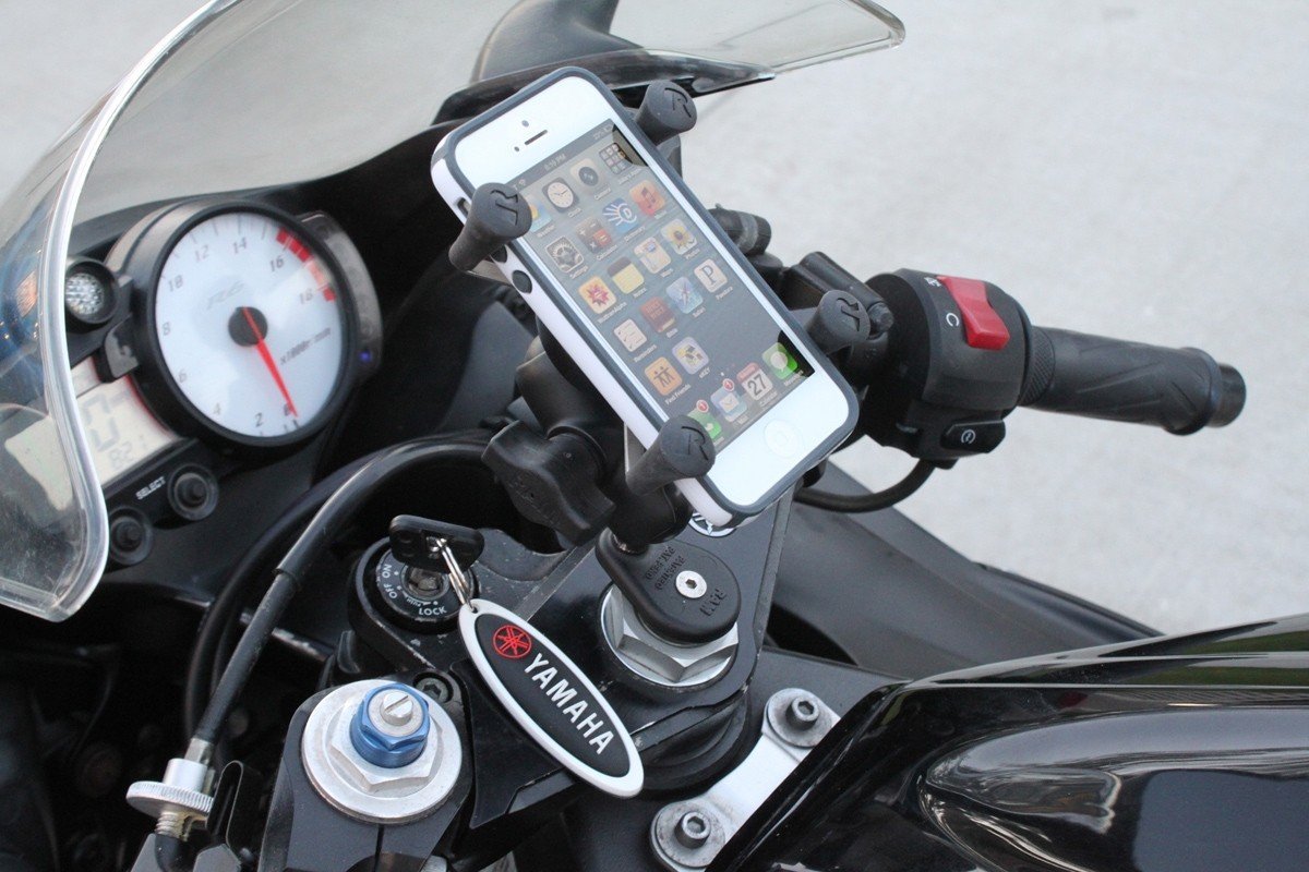 RAM Fork Stem Mount with Short Double Socket Arm & Universal RAM® X-Grip® Phone Cradle - LRL Motors