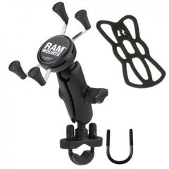 RAM Handlebar Rail Mount with Zinc Coated U-Bolt Base and Universal RAM® X-Grip® Phone Cradle - LRL Motors