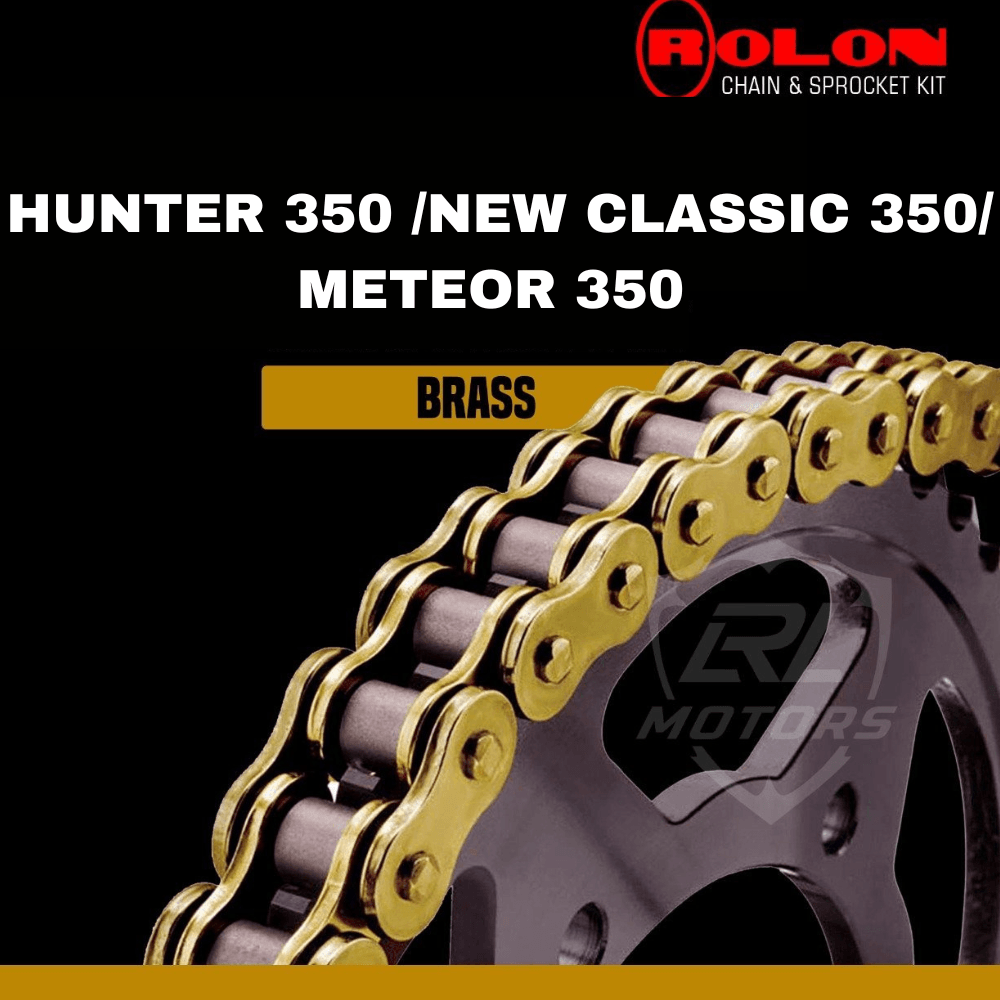 Royal Enfield Meteor 350 /NEW CLASSIC 350/Hunter 350 Brass chain & sprocket Kit - LRL Motors