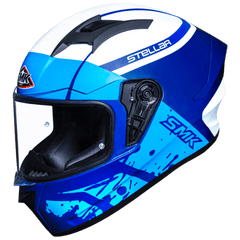 SMK HELMET - Stellar Squad White Blue Gloss (GL551) Helmet - LRL Motors