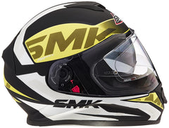 SMK HELMET - Twister Logo Full Face Helmet With Pinlock Fitted Clear Visor (MA241/Matt Black, Fluorescent Yellow and White,) - LRL Motors