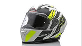 SMK Helmets MA124 Swank Graphics Pinlock Fitted Full Face Helmet with Clear Visor MATT WHITE BLACK/YELLOW - LRL Motors