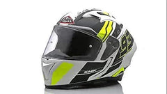 SMK Helmets MA124 Swank Graphics Pinlock Fitted Full Face Helmet with Clear Visor MATT WHITE BLACK/YELLOW - LRL Motors