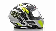 SMK Helmets MA124 Swank Graphics Pinlock Fitted Full Face Helmet with Clear Visor MATT WHITE BLACK/YELLOW - LRL Motors