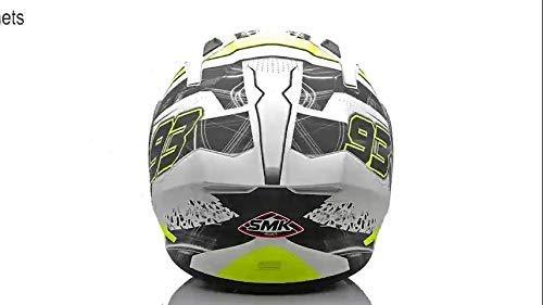 SMK Helmets MA124 Swank Graphics Pinlock Fitted Full Face Helmet with Clear Visor MATT WHITE BLACK/YELLOW - LRL Motors