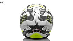 SMK Helmets MA124 Swank Graphics Pinlock Fitted Full Face Helmet with Clear Visor MATT WHITE BLACK/YELLOW - LRL Motors