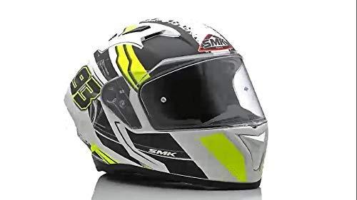 SMK Helmets MA124 Swank Graphics Pinlock Fitted Full Face Helmet with Clear Visor MATT WHITE BLACK/YELLOW - LRL Motors