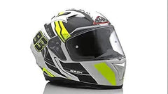 SMK Helmets MA124 Swank Graphics Pinlock Fitted Full Face Helmet with Clear Visor MATT WHITE BLACK/YELLOW - LRL Motors
