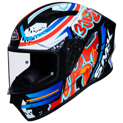 SMK HELMETS - Stellar Graffiti Black Red Orange Gloss (GL237) Helmet - LRL Motors