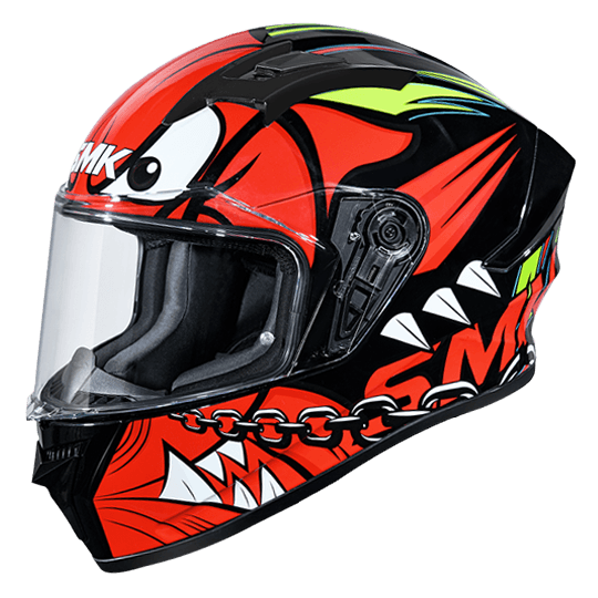 SMK Stellar Monster Black Red White Gloss (GL231) Helmet - LRL Motors