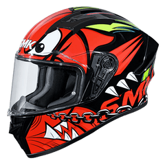 SMK Stellar Monster Black Red White Gloss (GL231) Helmet - LRL Motors