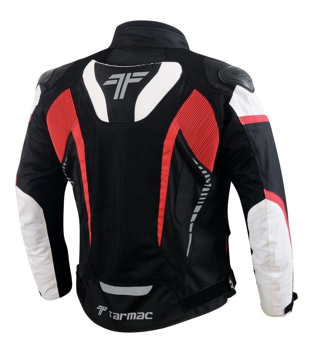 Tarmac Corsa Black/White/Red Jacket Level 2 + PU chest protectors - LRL Motors
