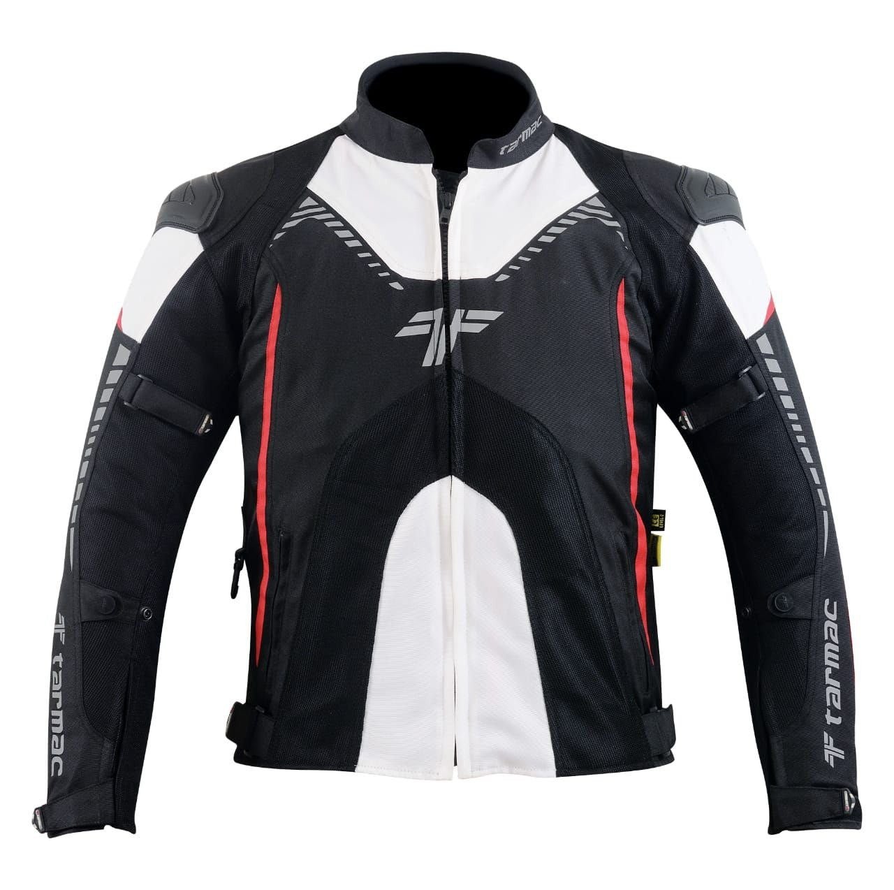 Tarmac Corsa Black/White/Red Jacket Level 2 + PU chest protectors - LRL Motors