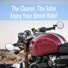 Universal Motorcycle Mirrors - 3 Inch Round Folding Bar End Side Mirror Compatible with Honda, Scooter, Suzuki, Yamaha, Kawasaki, Victory, Harley Davidson and More - LRL Motors