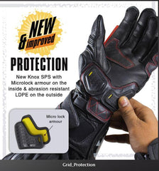 ViaTerra Grid – Full Gauntlet Leather Gloves (Black) - LRL Motors