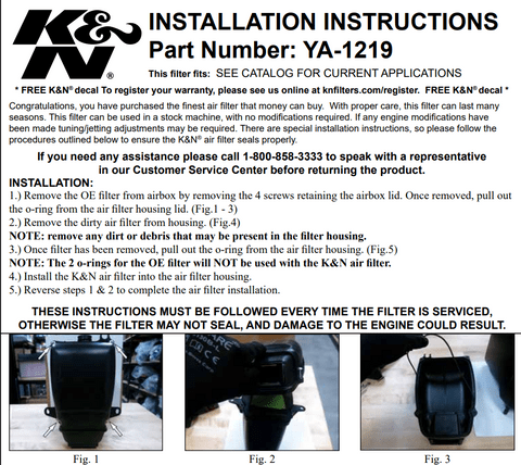 Yamaha R15 V3 K&N Replacement Air Filter - LRL Motors